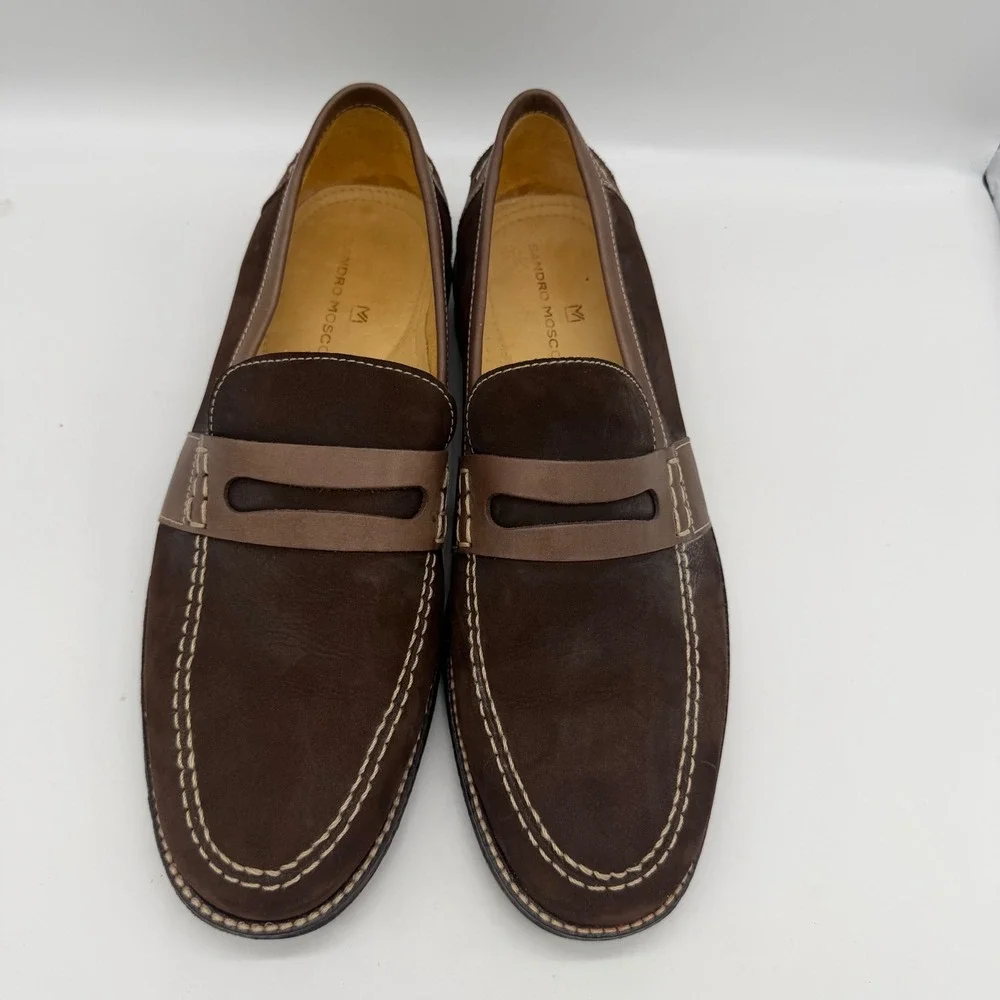 Sandro Moscoloni Mens Brown Suede Leather Penny‎ Loafers Size 10D 6060 LV Brazil